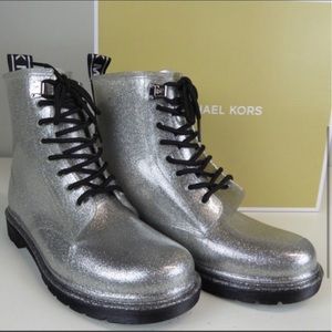 Michael kors rain boots US 7M glitter silver